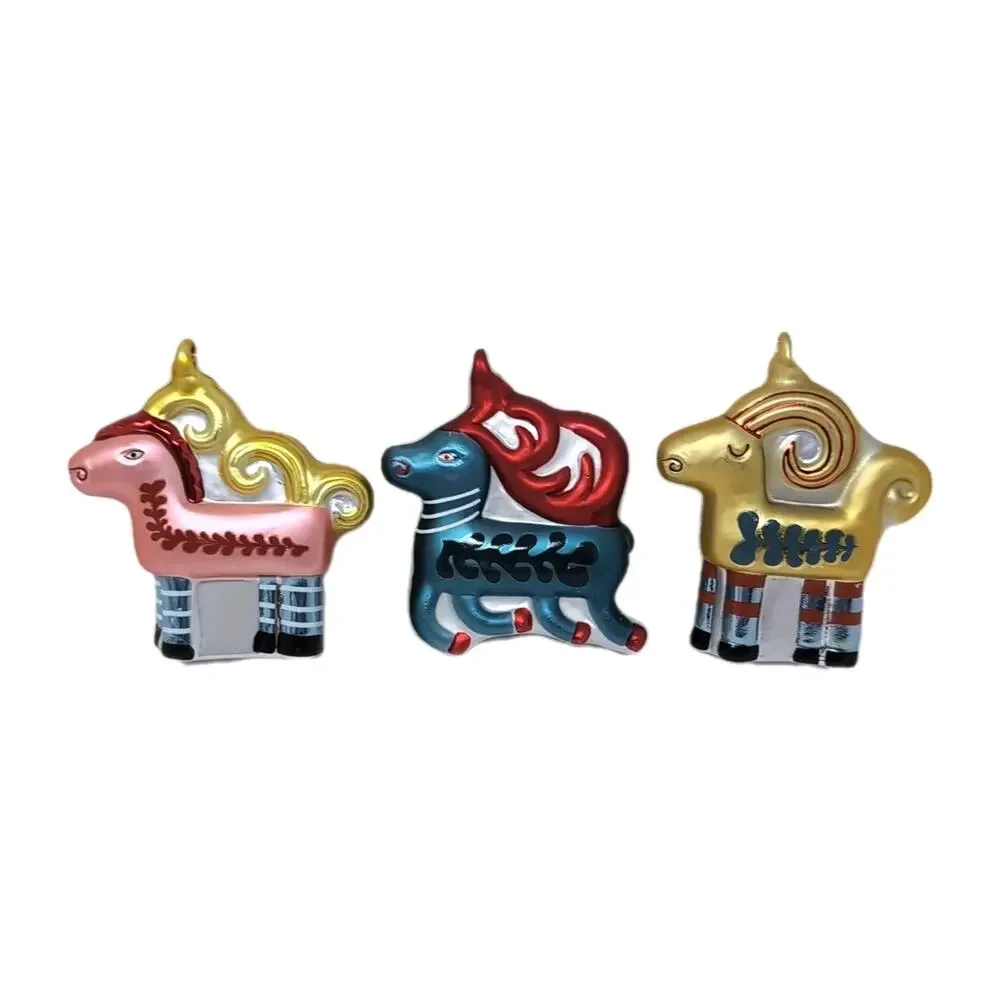 Ikea Vinterfint Set of 3 Christmas Ornaments Goat Reindeer Horse Multicolor RARE